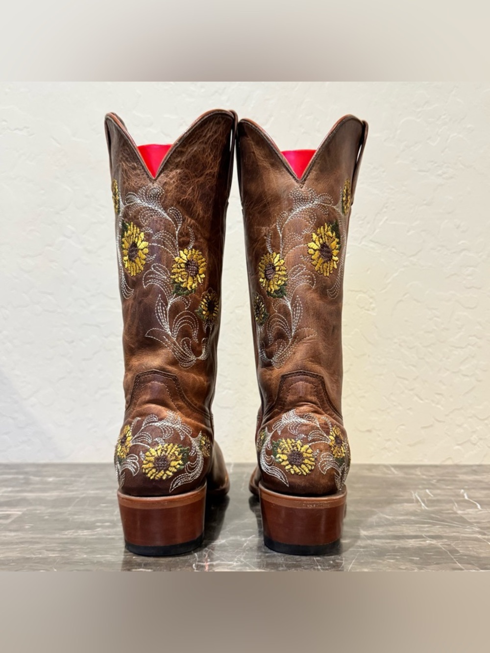 Shyanne Jolyn Sunflower Embroidered Leather Cowboy Boots - Picture 10 of 14